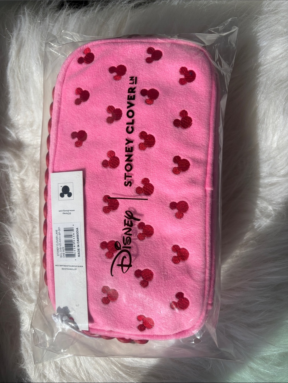 Stoney Clover Lane Disney - Valentine’s Day Pink & Red Mickey head small pouch